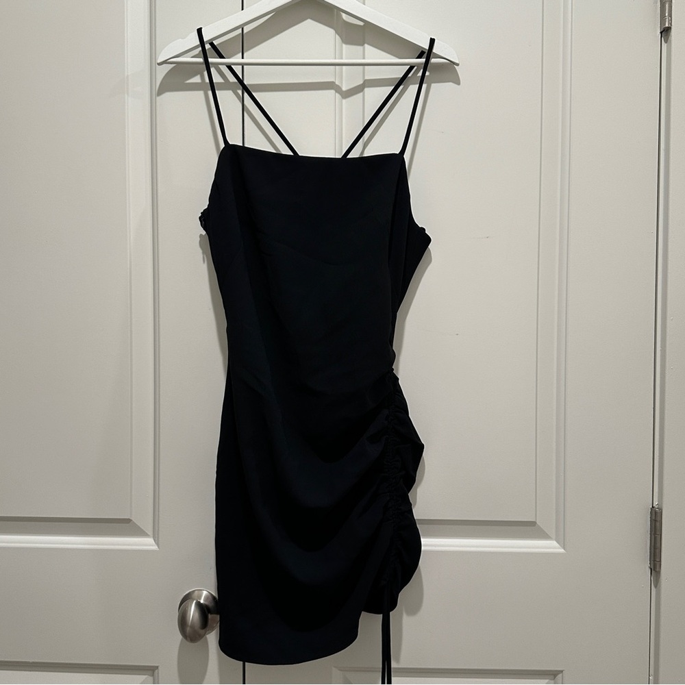 Zara black mini dress with draped detail
